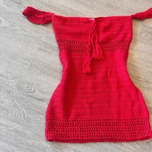 Isabelle’s cabinet red crochet dress